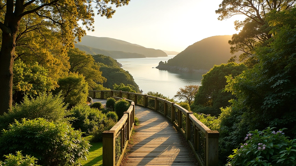 Garinish Island gardens overlooking Bantry Bay with mature trees and garden architecture
